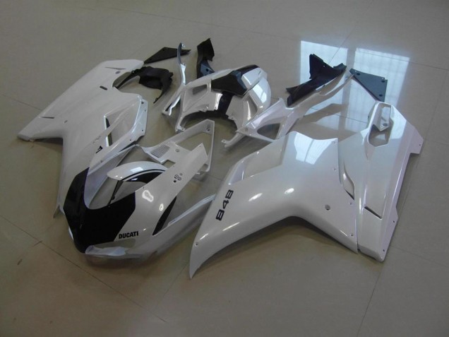 Ducati 848 1098 1198 2007-2014 - Blanc Nacré Noir Bande Ducati 848 1098 1198 2007-2014 - Blanc Nacré Noir Bande