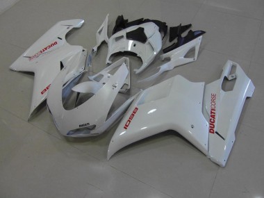 Ducati 848 1098 1198 2007-2014 - Blanc Nacré avec Rouge Décalque