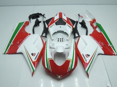 Ducati 848 1098 1198 2007-2014 - Blanc et Rouge avec Vert Bande