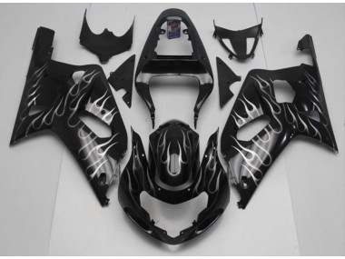 GSXR 600 / 750 K1 K2 K3 2001-2003 - Noir Blanc Flamme