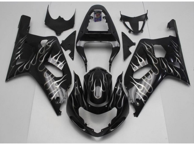 GSXR 600 / 750 K1 K2 K3 2001-2003 - Noir Blanc Flamme GSXR 600 / 750 K1 K2 K3 2001-2003 - Noir Blanc Flamme