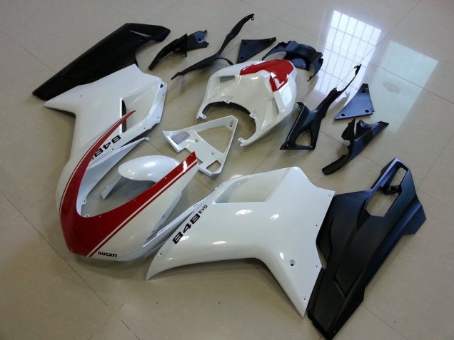 Ducati 848 1098 1198 2007-2014 - Noir Mat Blanc avec Rouge Bande
