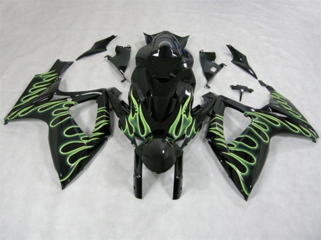 GSXR 600 K6 2006-2007 - Noir Vert Flamme