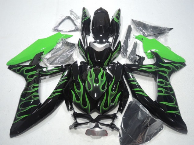 GSXR 600 K8 2008-2010 - Noir Vert Flamme GSXR 600 K8 2008-2010 - Noir Vert Flamme