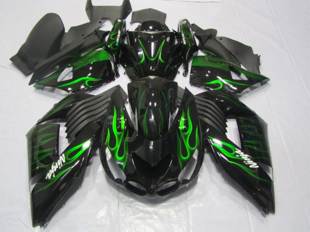 ZX14R ZZR 1400 2006-2011 - Noir Vert Flamme Ninja