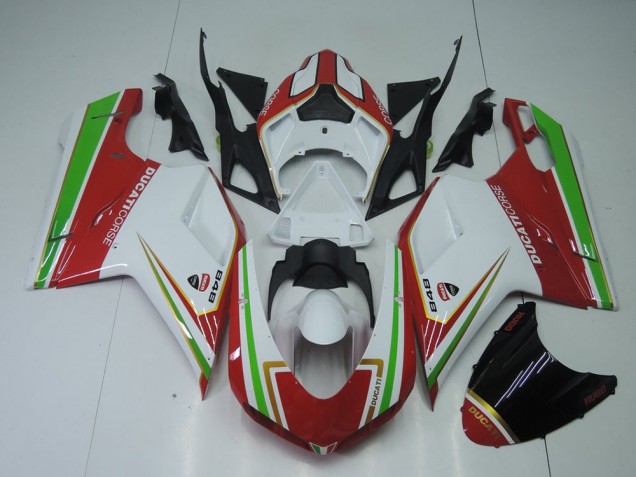 Ducati 848 1098 1198 2007-2014 - Rouge Blanc et Vert Ducati 848 1098 1198 2007-2014 - Rouge Blanc et Vert